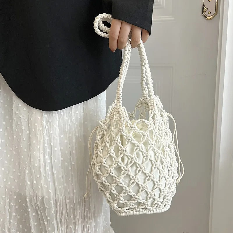 Casandra Bolso Tejido con Cordón y Asa de Hombro