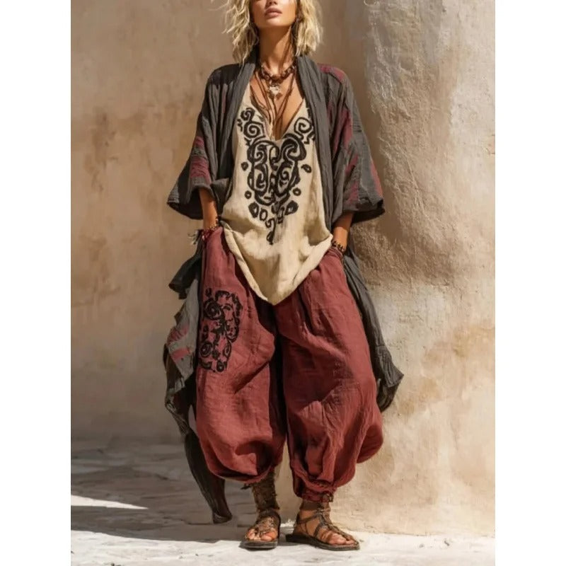 Ailen Conjunto Estampado de Tres Piezas