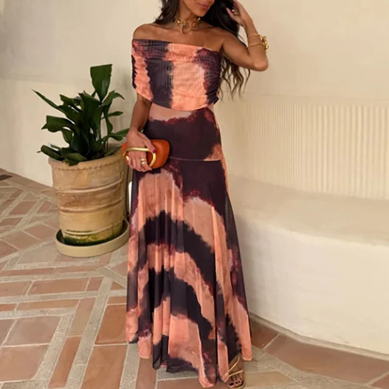 Constancia Vestido Maxi de Hombros Descubiertos con Aberturas