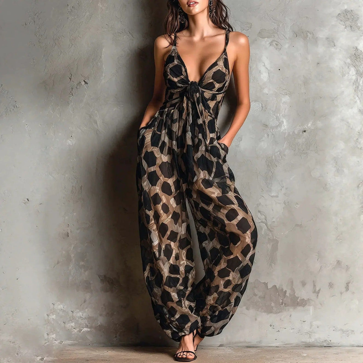 Gabriela Mono Animal Print de Pierna Ancha