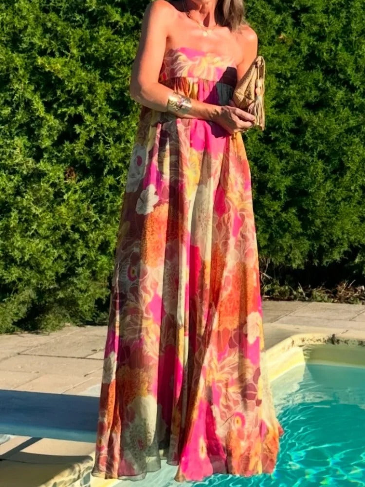 Alexia Vestido Maxi Floral de Un Hombro