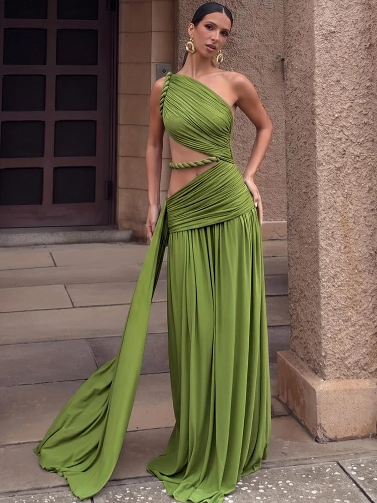 Maëva Vestido Ajustado Asimétrico con Lazo
