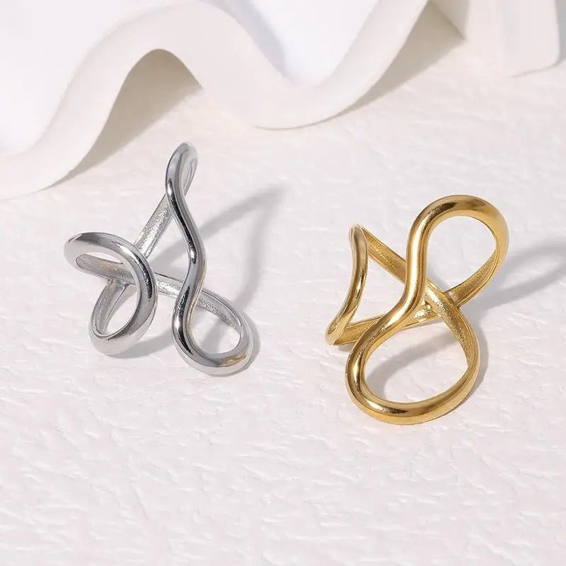 Annunziata Anillo Dorado de Acero Inoxidable con Baño PVD de Oro 18K
