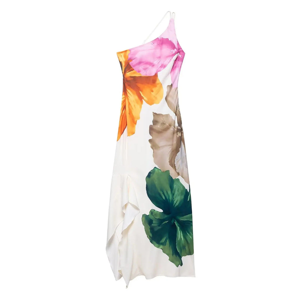 Alegria Vestido Maxi Floral de Un Hombro