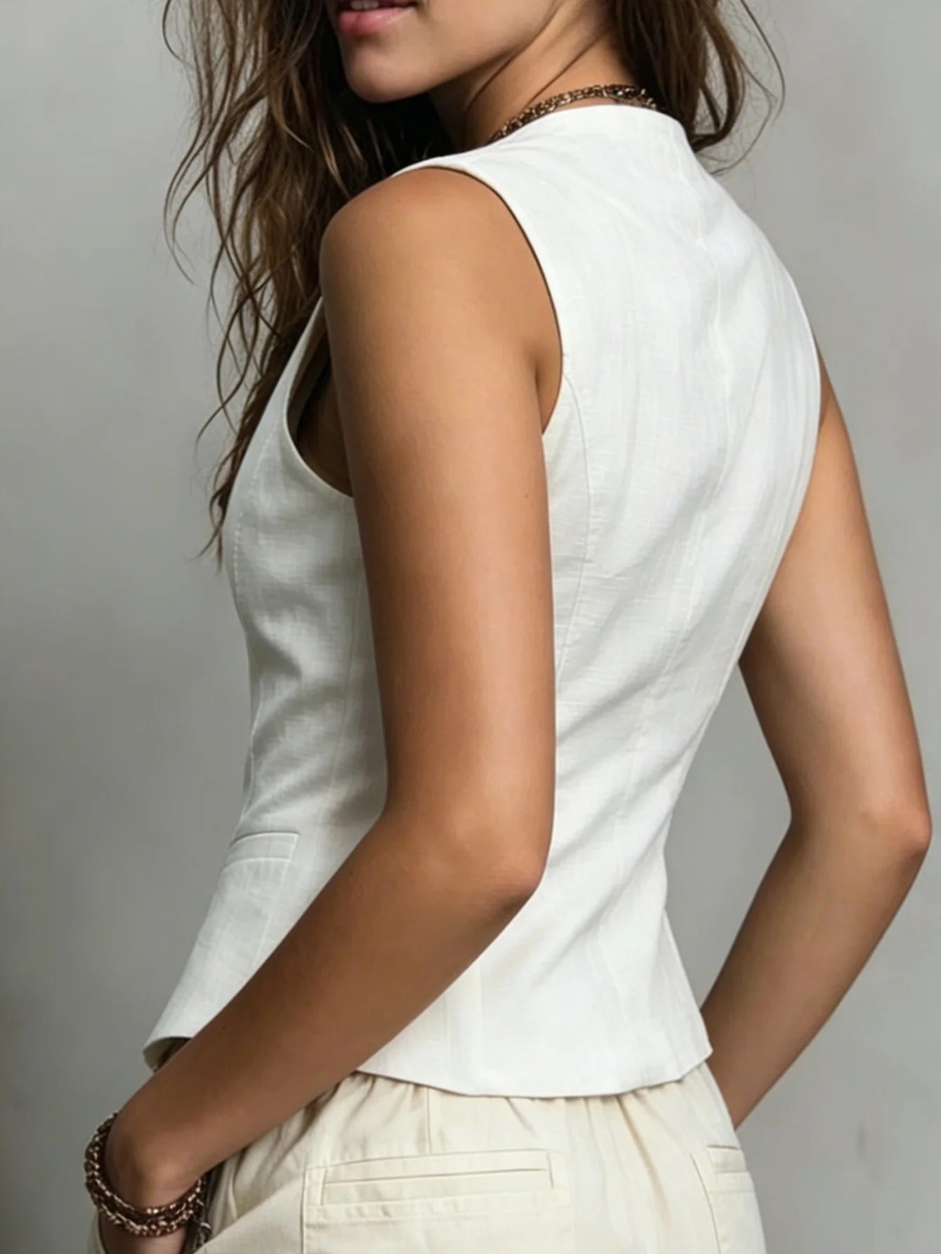 Valeria Chaleco De Lino Entallado