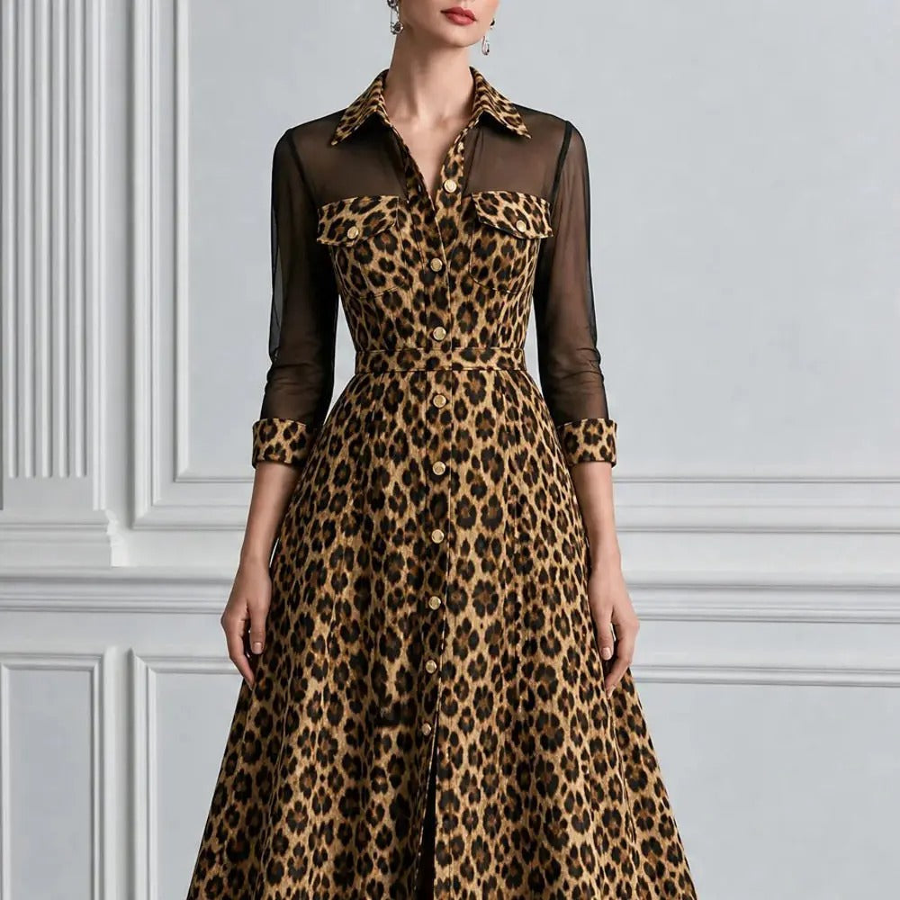 Benedetta Vestido Maxi de Tul Animal Print
