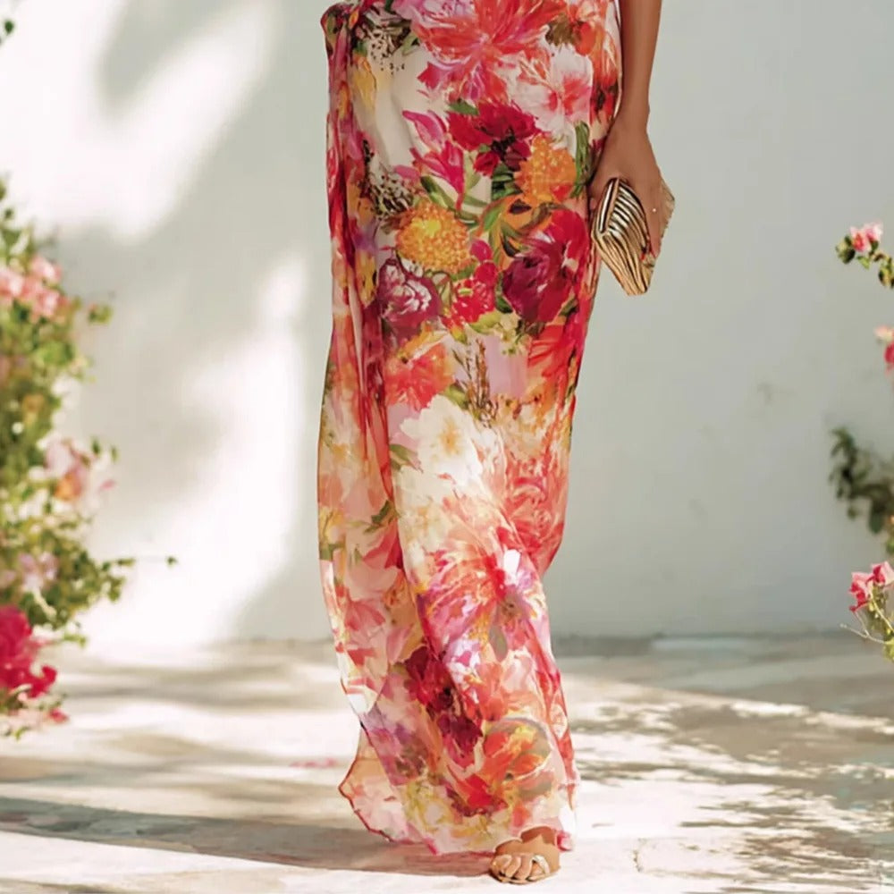 Isadora Vestido Maxi Floral con Cuello Halter