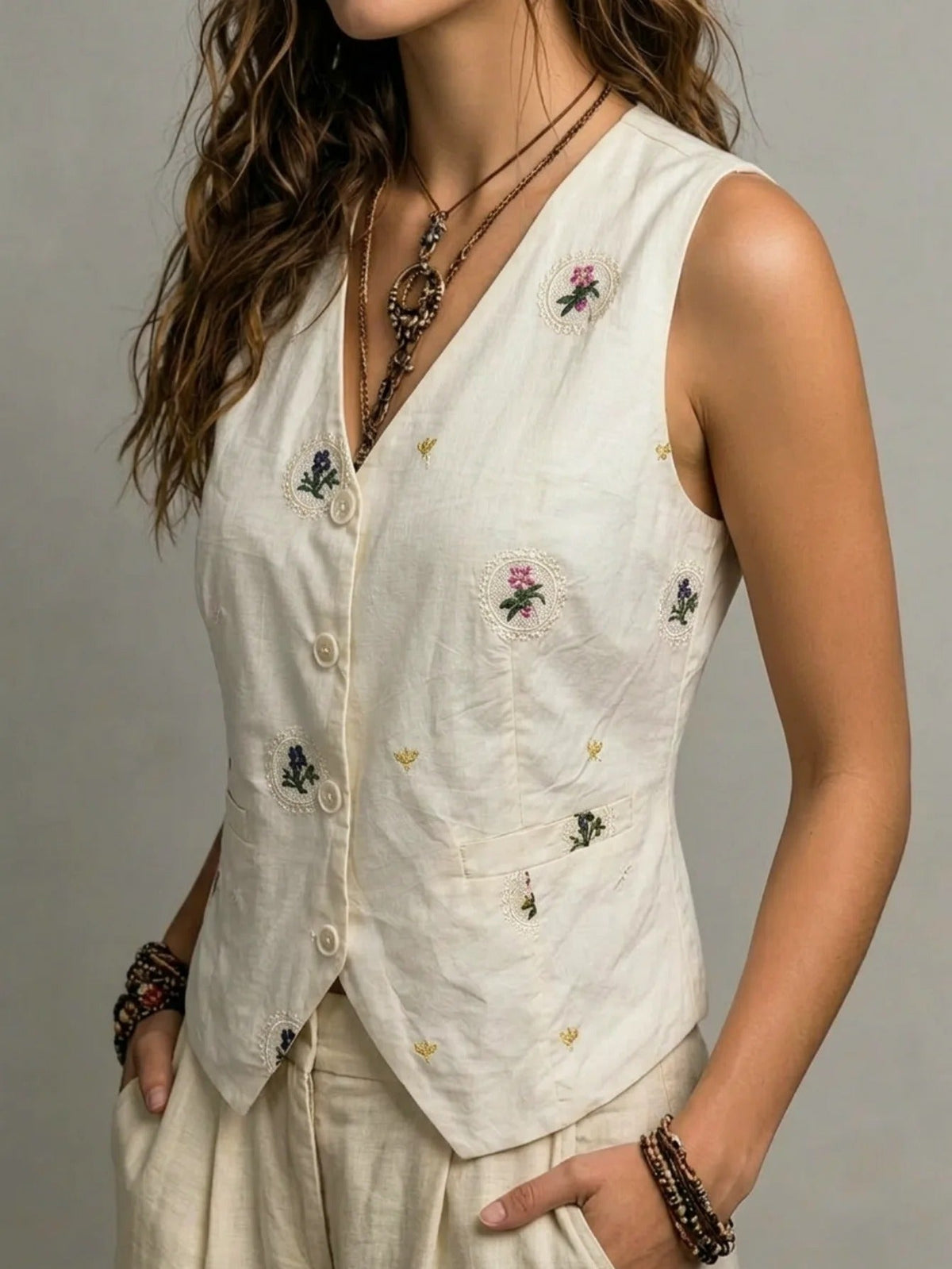 Anna Chaleco Bordado Ajustable
