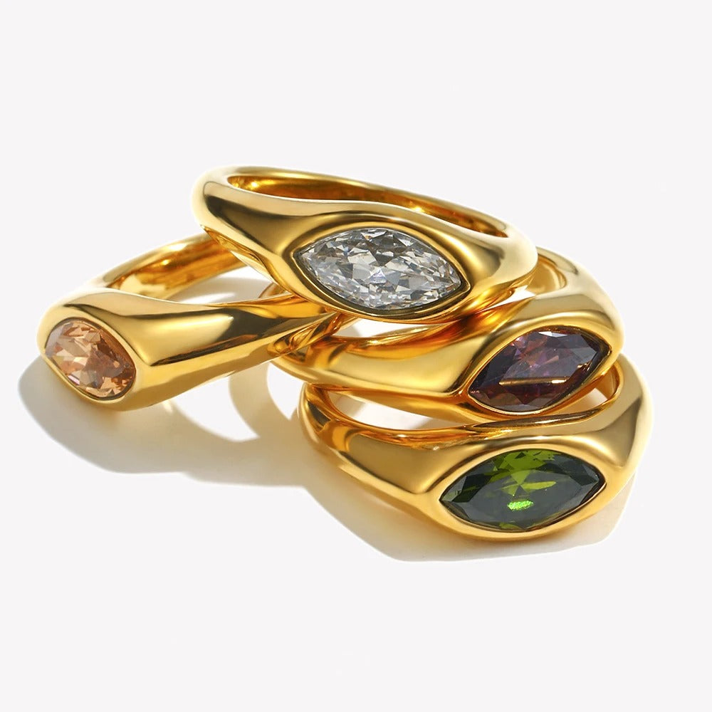 Isabella Anillo Dorado con Circón Marquesa de Colores