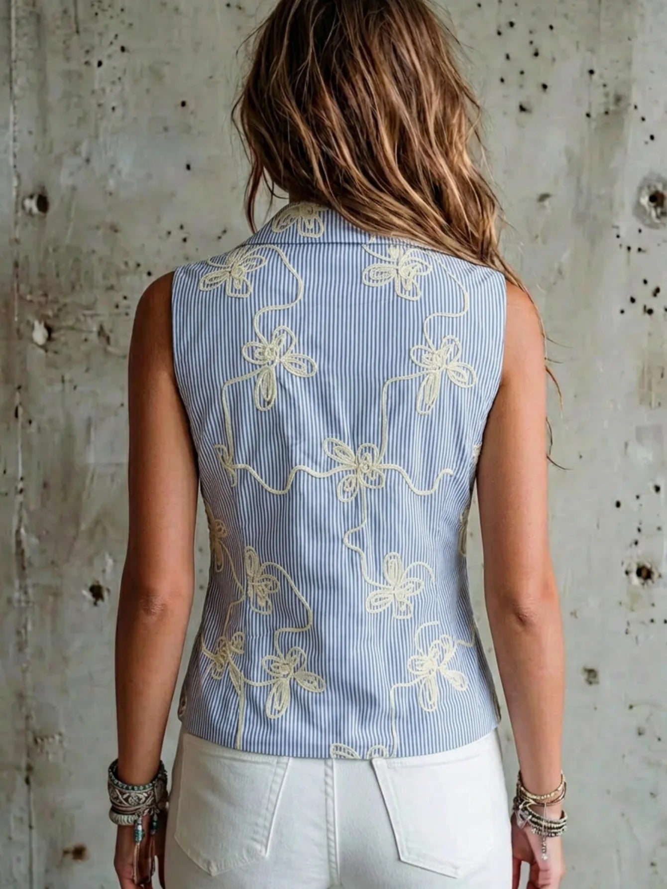 Carmen Chaleco Elegante Con Bordado