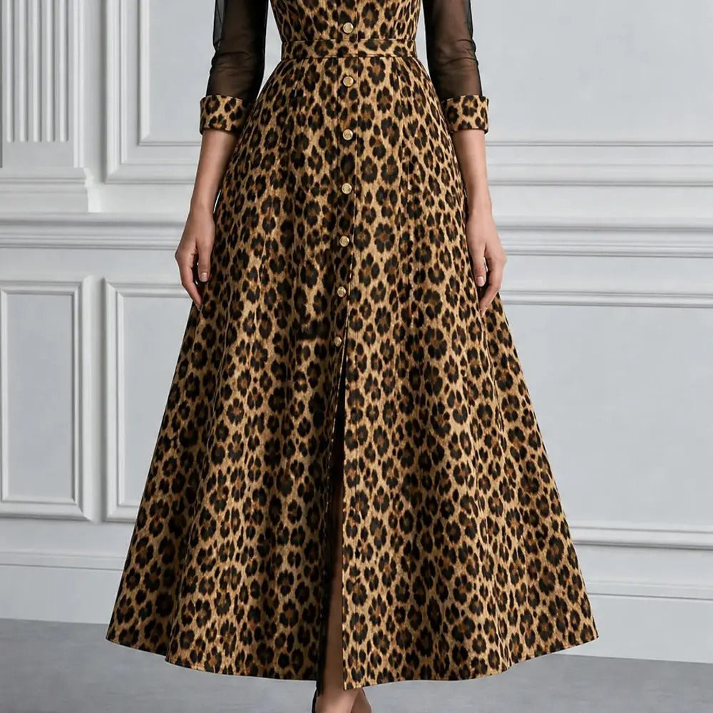 Benedetta Vestido Maxi de Tul Animal Print
