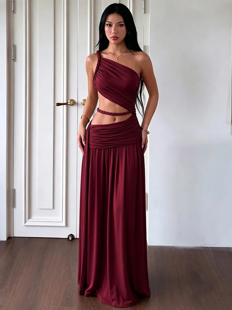 Maëva Vestido Ajustado Asimétrico con Lazo