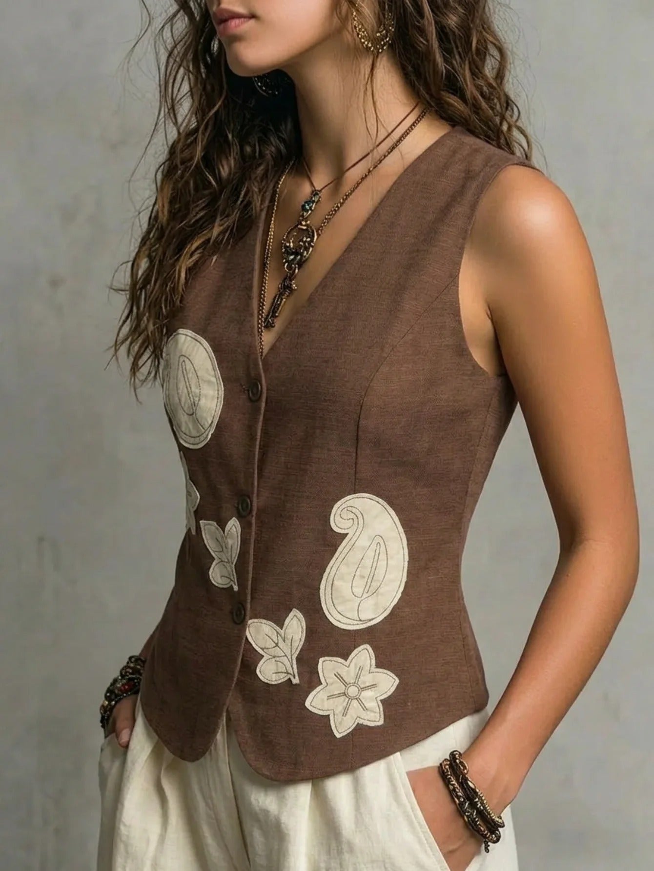 Aranza Chaleco De Lino Elegante