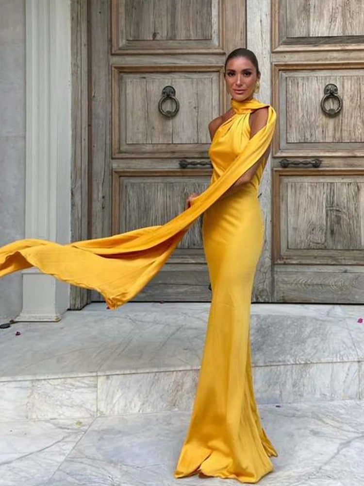 Vittoria Vestido Maxi Satinado Asimétrico