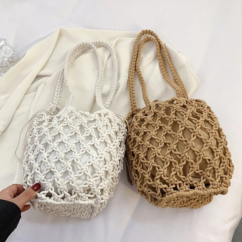 Casandra Bolso Tejido con Cordón y Asa de Hombro
