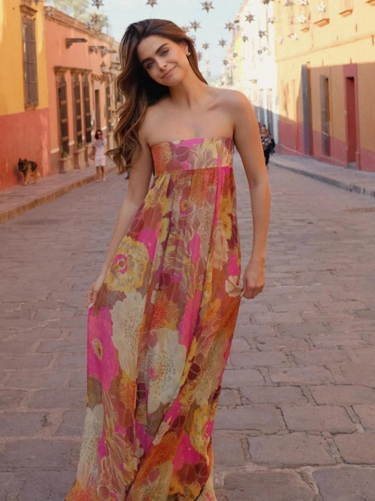 Alexia Vestido Maxi Floral de Un Hombro