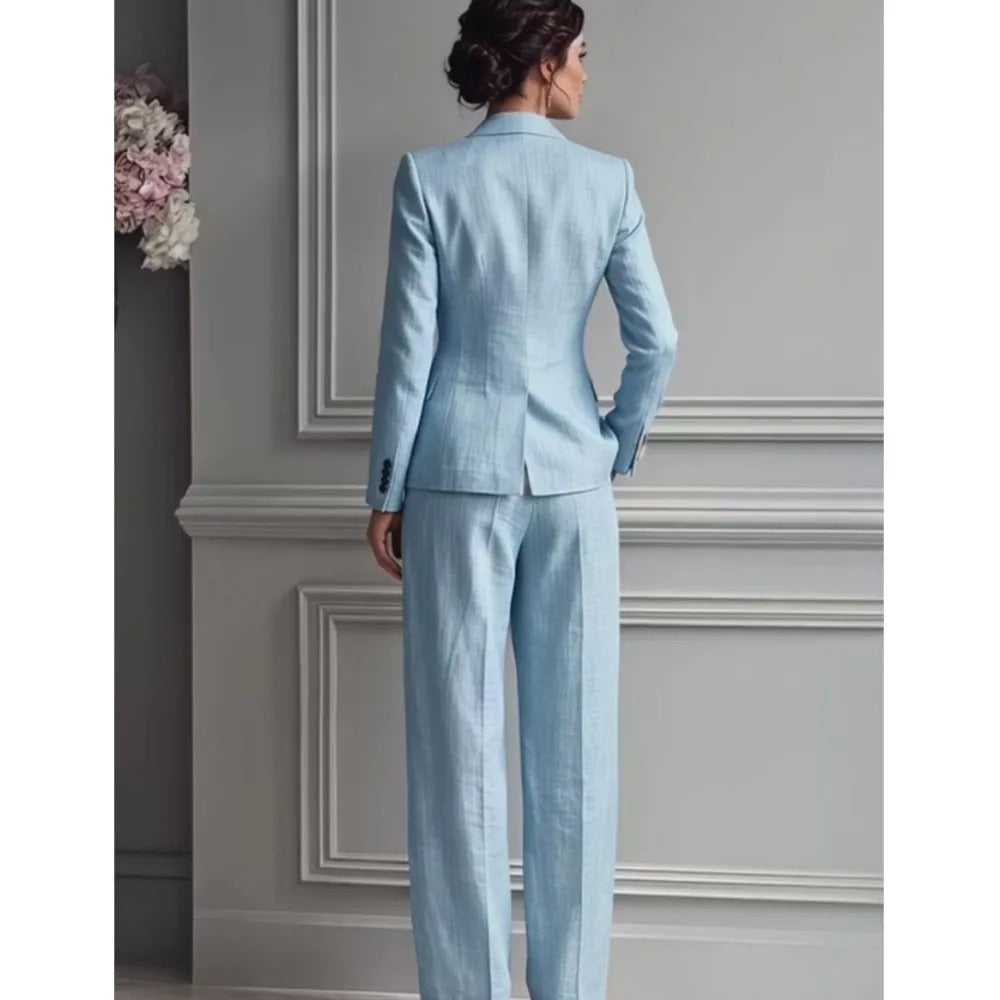 Asuncion Conjunto de Traje Elegante con Blazer Entallada y Pantalón Ancho
