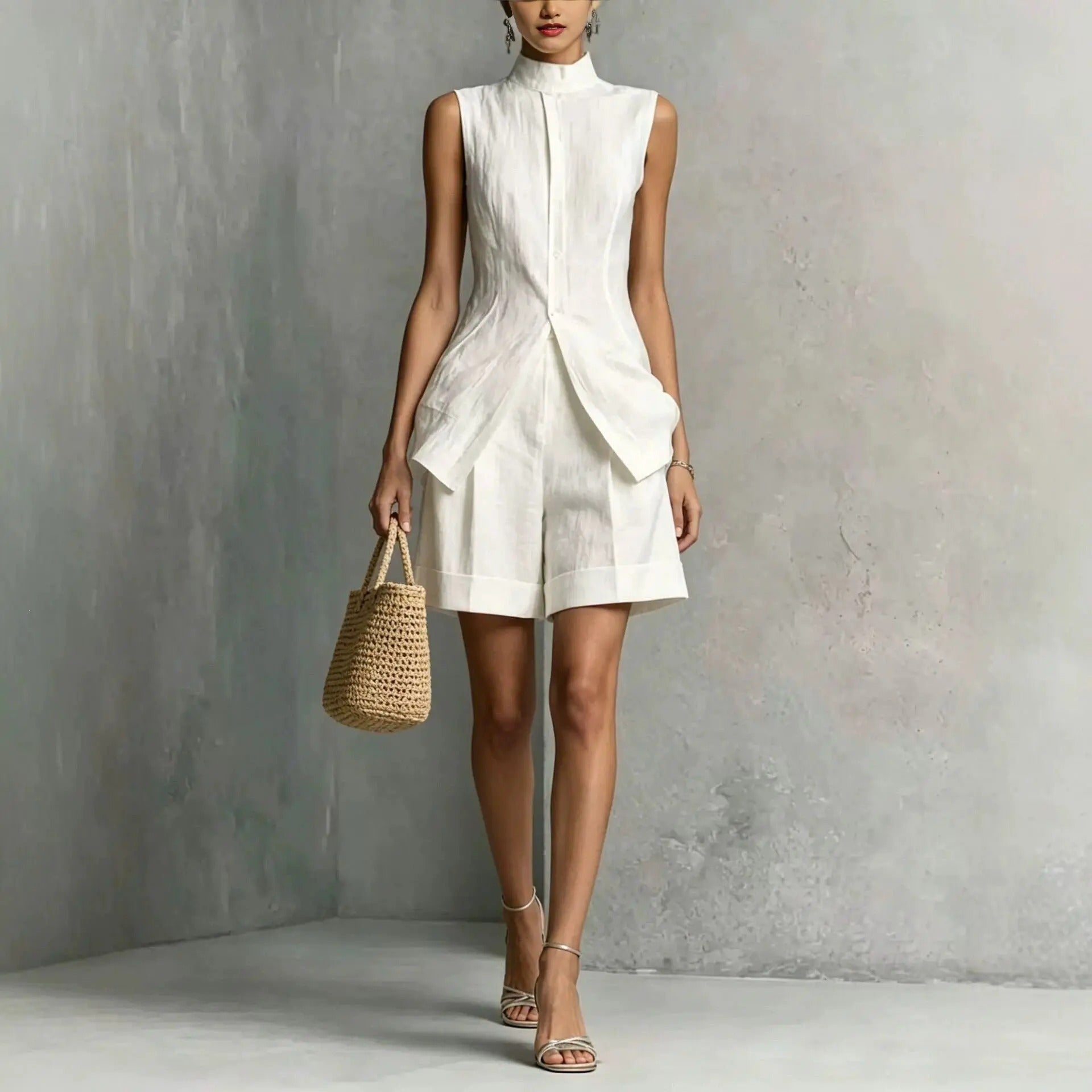 Alaia Conjunto de Chaleco Elegante y Pantalón Corto