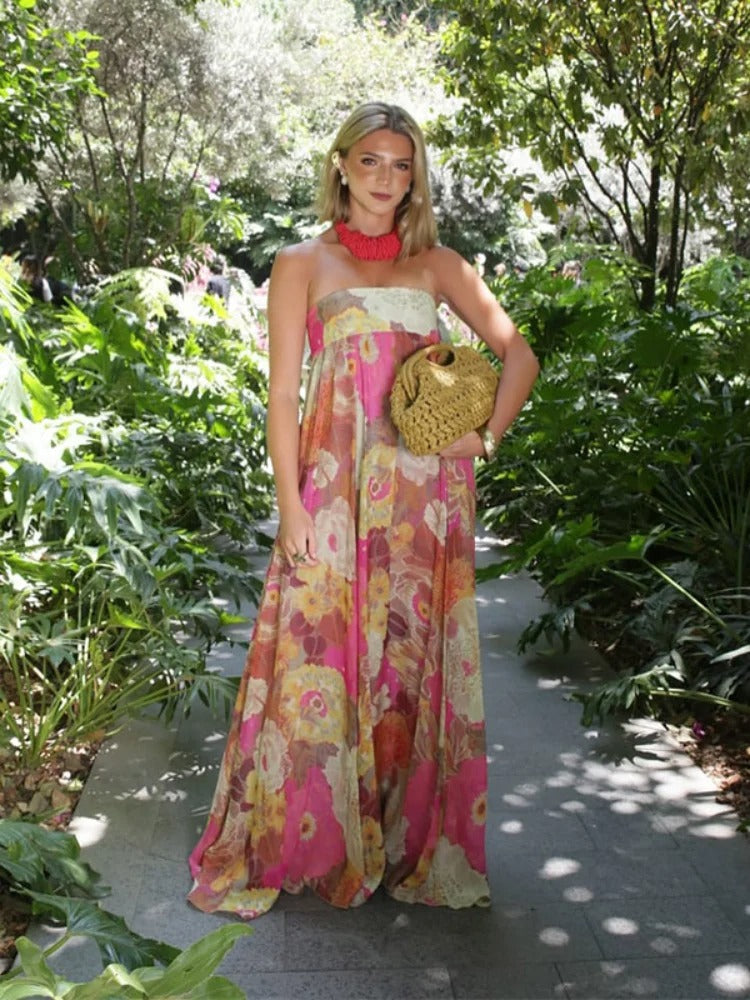Alexia Vestido Maxi Floral de Un Hombro