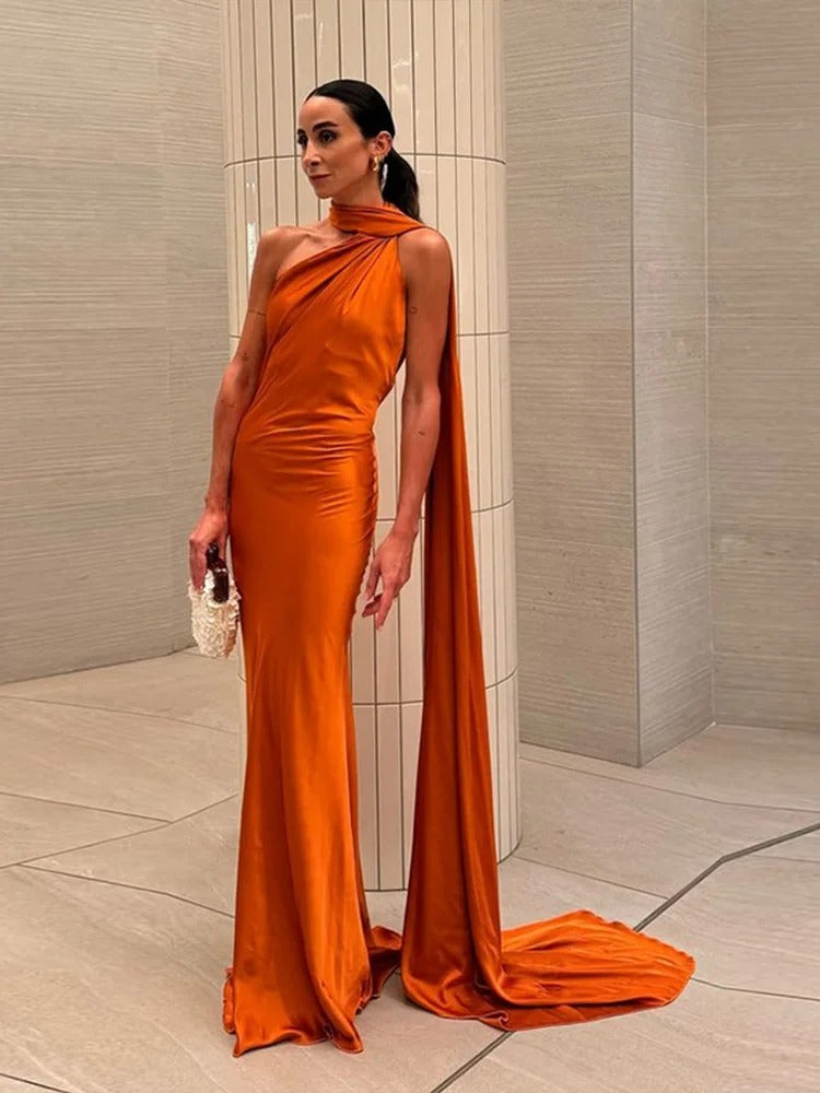 Vittoria Vestido Maxi Satinado Asimétrico