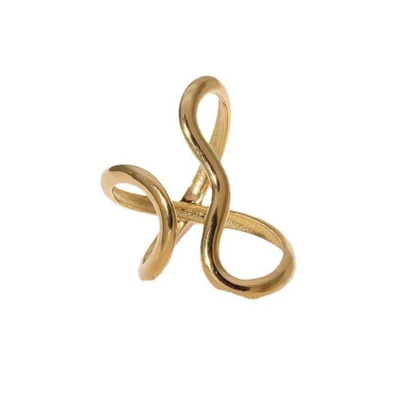 Annunziata Anillo Dorado de Acero Inoxidable con Baño PVD de Oro 18K