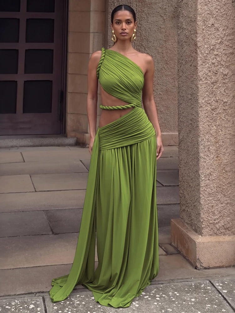 Maëva Vestido Ajustado Asimétrico con Lazo
