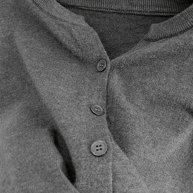 Calixta Cárdigan Corto de Punto con Cuello Redondo