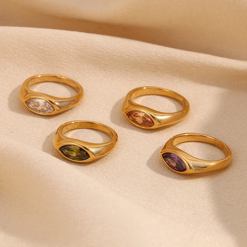 Isabella Anillo Dorado con Circón Marquesa de Colores