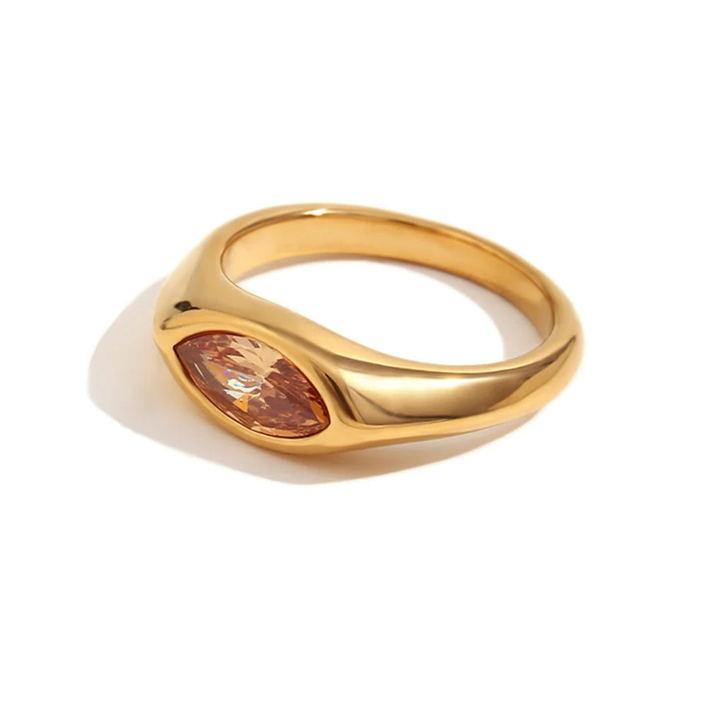 Isabella Anillo Dorado con Circón Marquesa de Colores