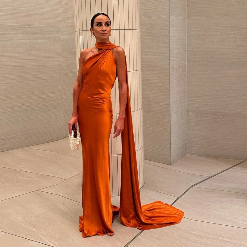 Vittoria Vestido Maxi Satinado Asimétrico
