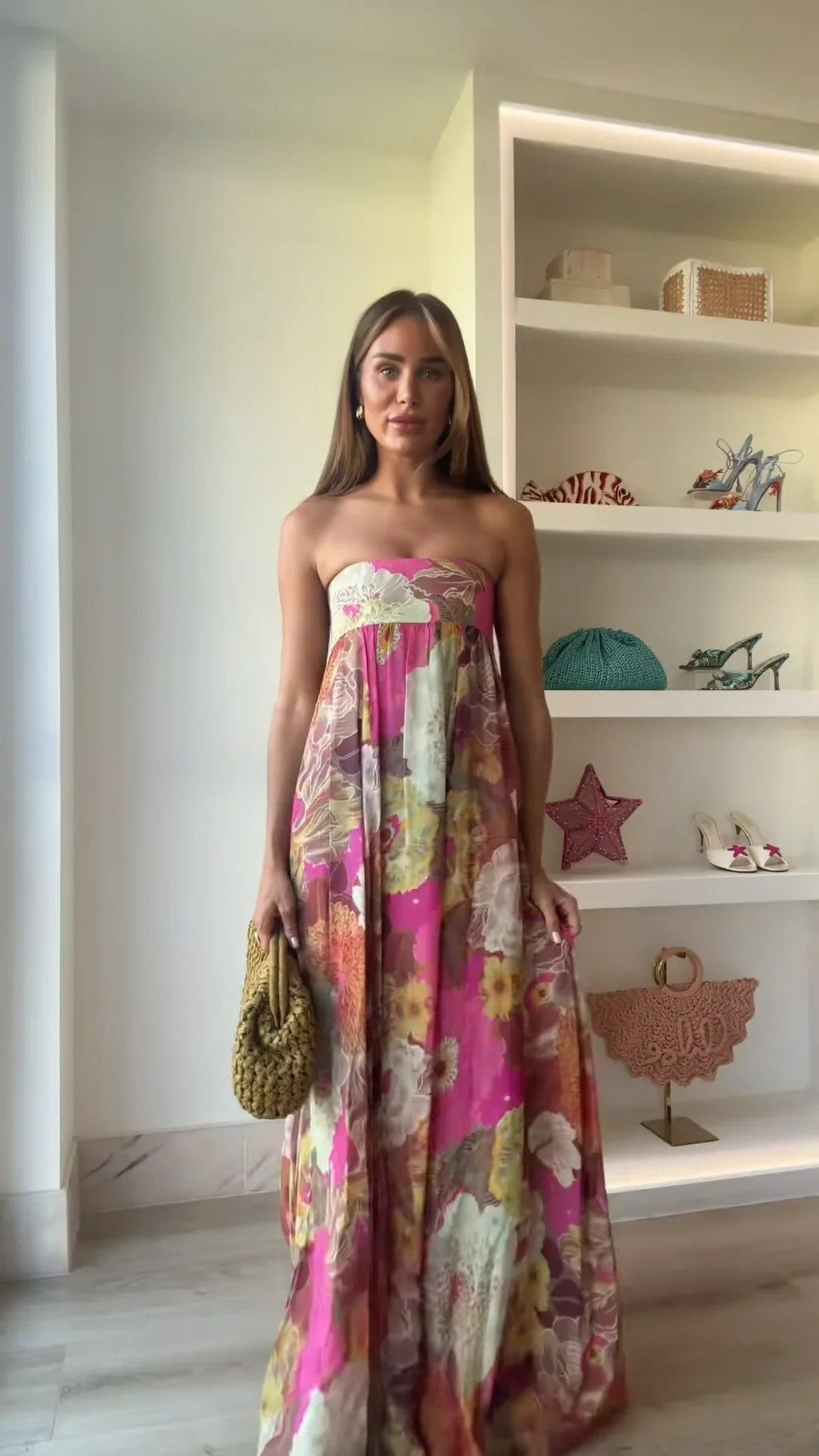 Alexia Vestido Maxi Floral de Un Hombro