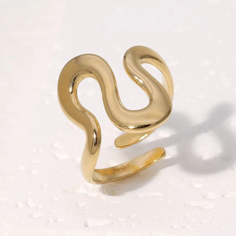 Annunziata Anillo Dorado de Acero Inoxidable con Baño PVD de Oro 18K