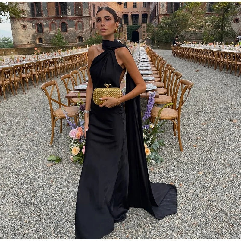Vittoria Vestido Maxi Satinado Asimétrico