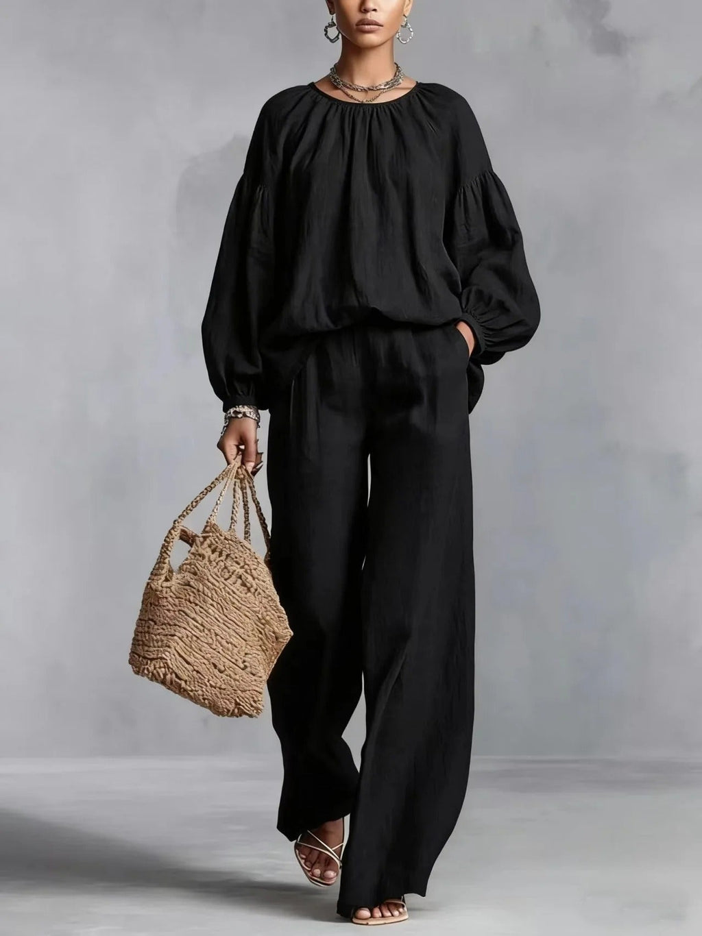 Clara Conjunto Holgado Con Pantalón Ancho