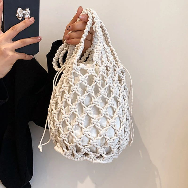 Casandra Bolso Tejido con Cordón y Asa de Hombro