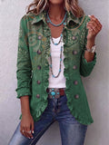 Jacinta Chaqueta Cachemira Verde con Volantes