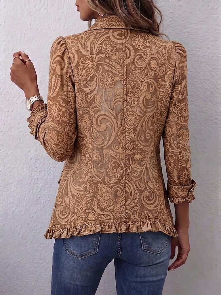 Concepción Chaqueta Floral Vintage con Volantes