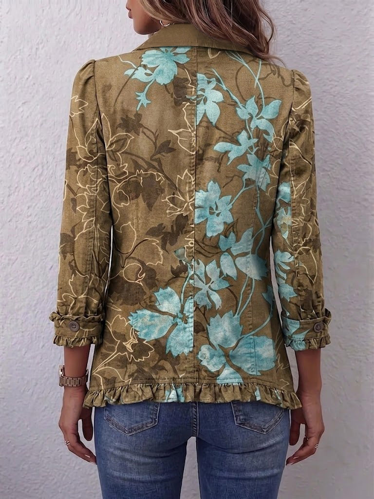 Salud Chaqueta Floral Degradado con Volantes