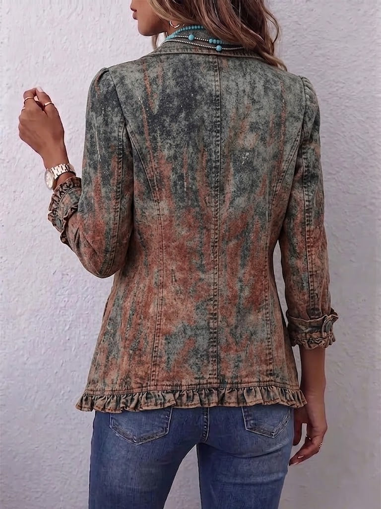 Benita Chaqueta Degradado Texturizado con Volantes