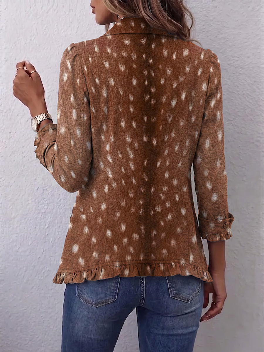 Nicolasa Chaqueta Estampado Animal con Volantes