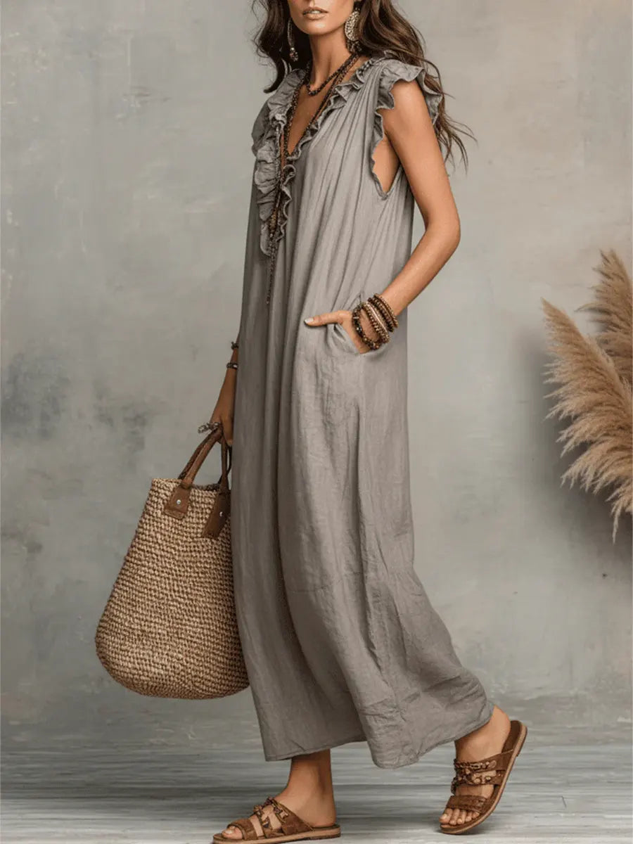 Olimpia Vestido Maxi Bohemio con Escote en V