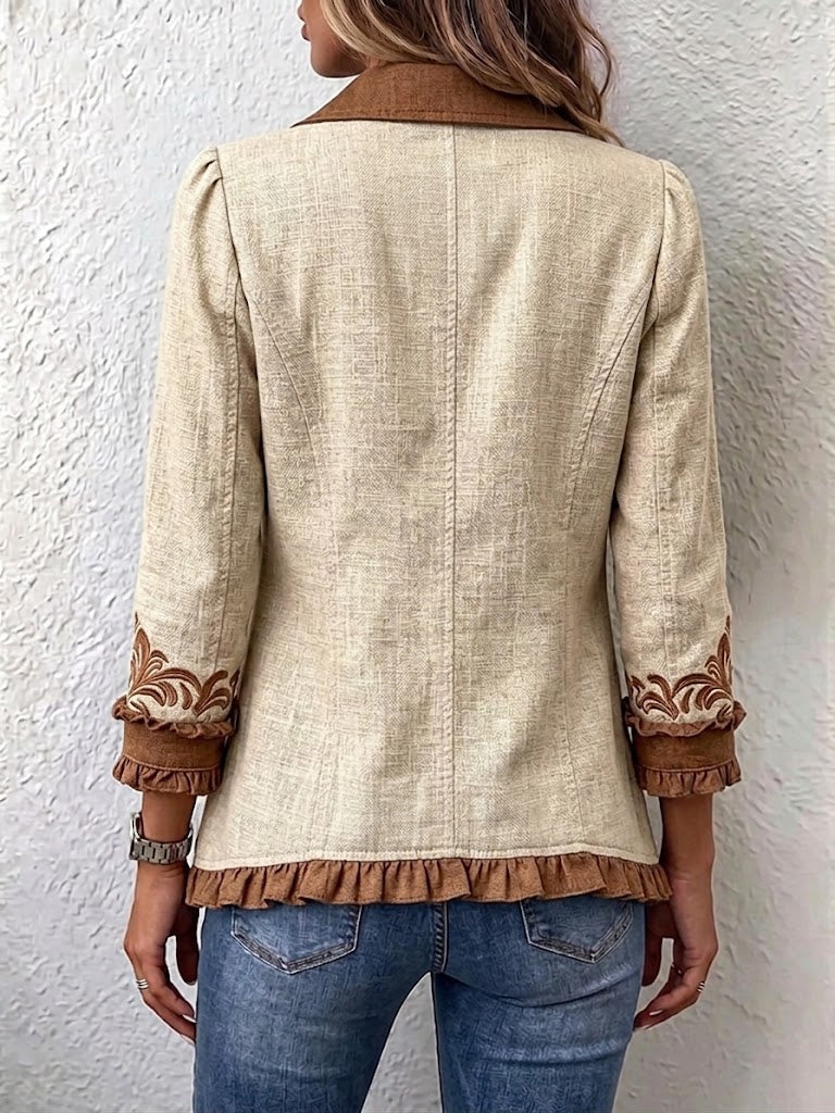 Almudena Chaqueta Floral Bordada con Volantes