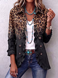 Sabina Chaqueta Blazer Leopardo Negro con Volantes
