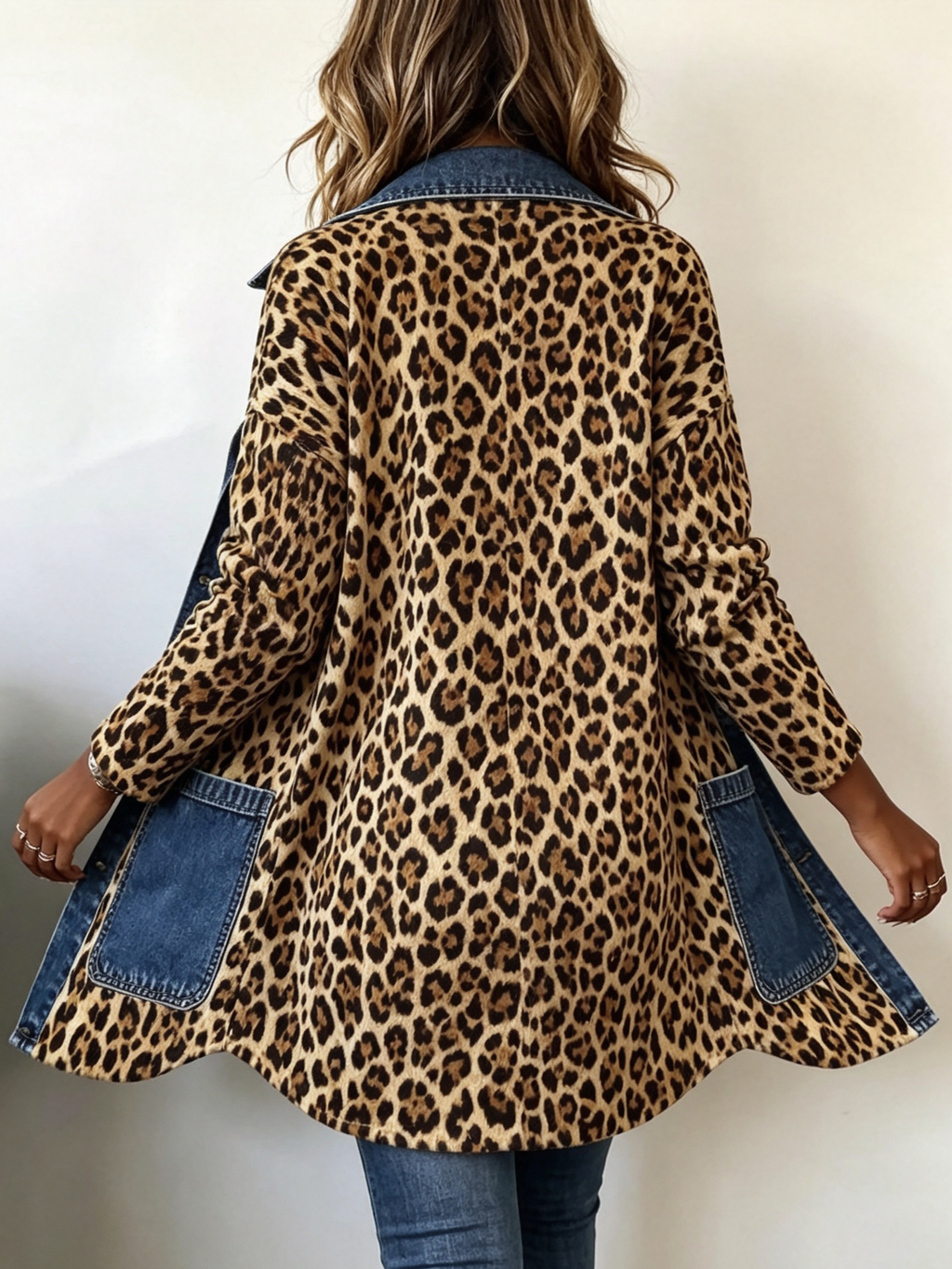 Lorena Chaqueta Larga de Leopardo con Vaquero