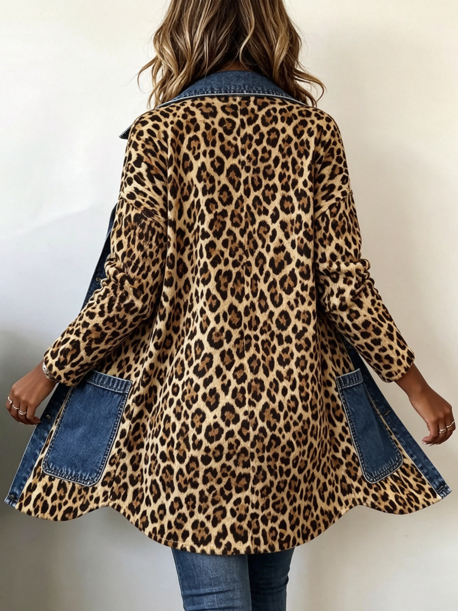 Lorena Chaqueta Larga de Leopardo con Vaquero