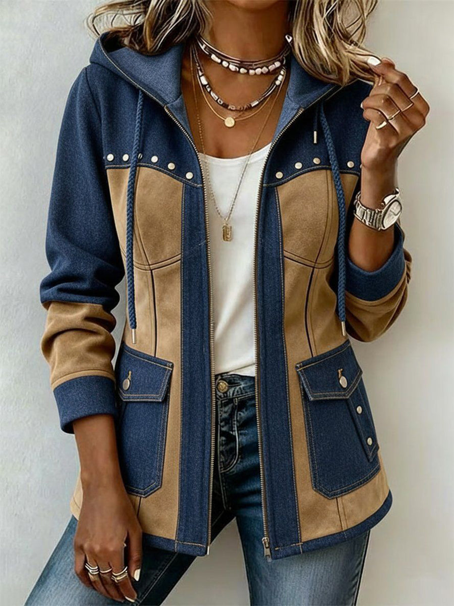 Alida Chaqueta con Capucha en Marino y Camel