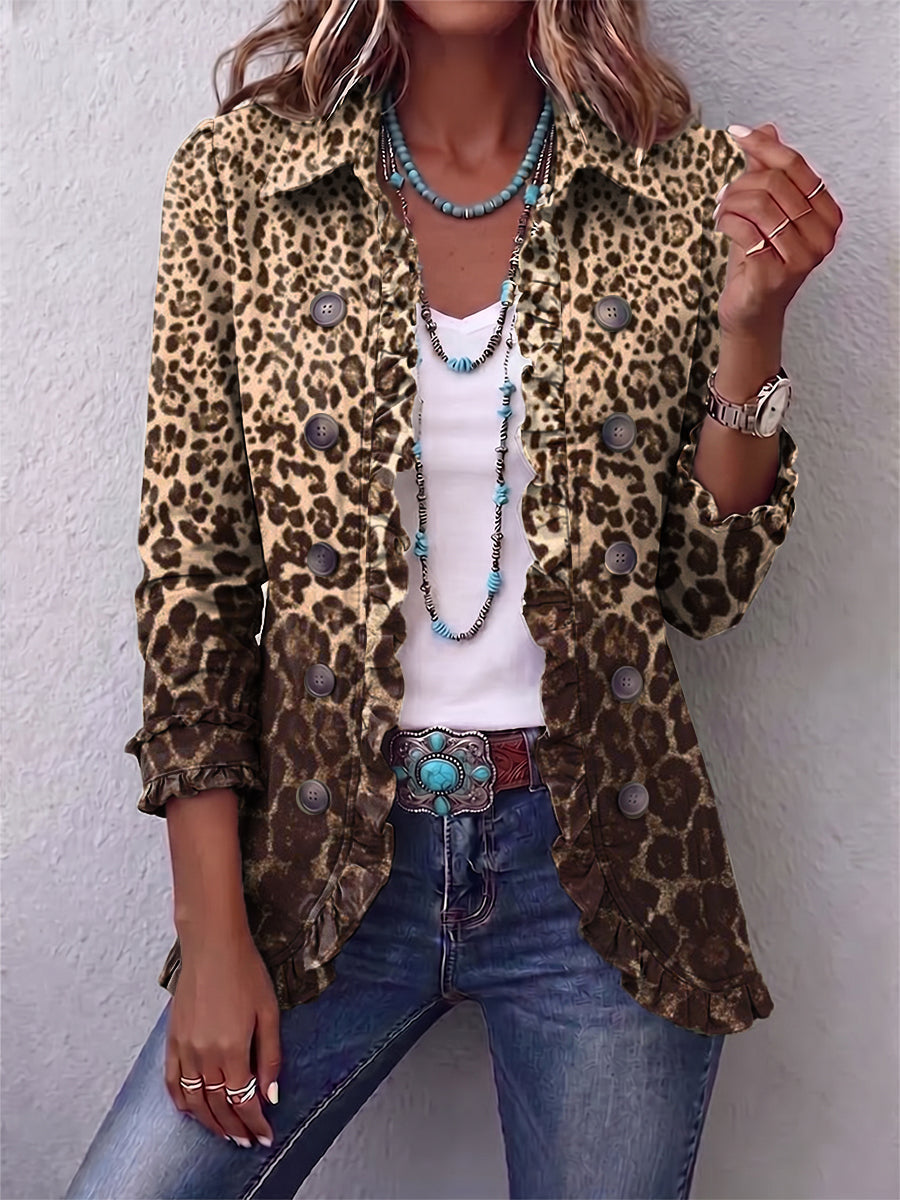 Nazaret Chaqueta Leopardo con Volantes