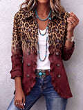 Tomasa Chaqueta Blazer Leopardo Vino con Volantes