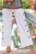 Pantalón de pernera ancha liso con botones