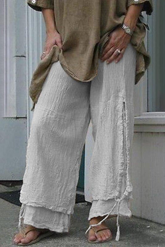 Pantalón casual de capas holgado liso — foto 5